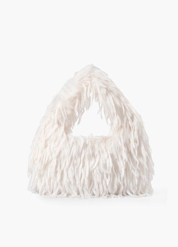 front Faux Feather Handbag