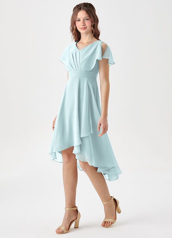 Azazie Graciela Junior Mist A-Line Pleated Chiffon Dress image1