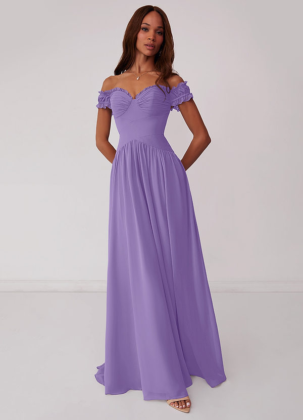 Barbie ♥ Azazie Bridesmaid Dresses Tahiti A-Line Off the Shoulder Chiffon Convertible Dress image1