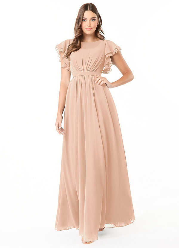 Azazie Daphne Schlichte Brautjungfernkleider A-Linie Gekräuselt Chiffon Bodenlänge Kleider image1