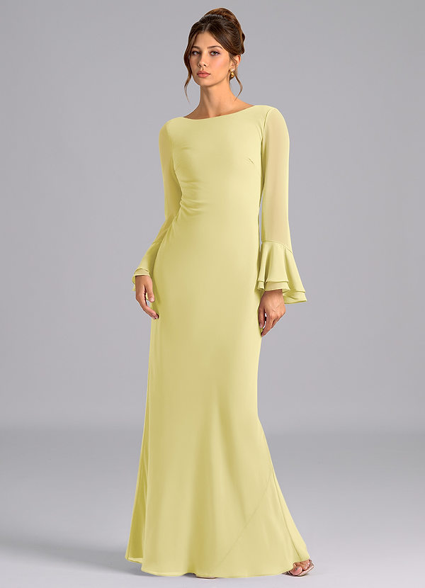 Azazie Leone Bridesmaid Dresses Lemon Sorbet Mermaid Corset Chiffon Dress image1