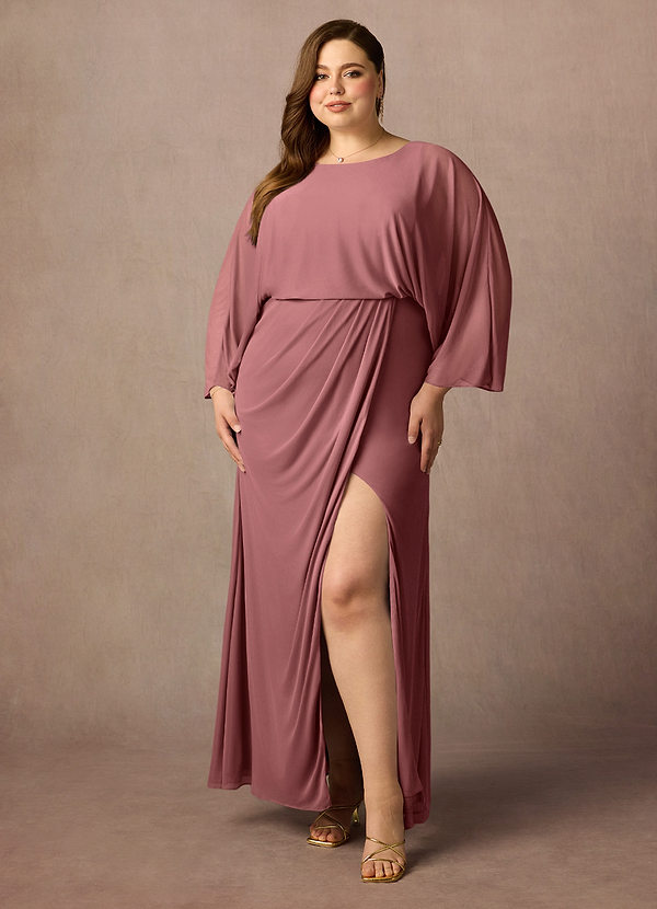 Azazie Ysabella Vestidos de Madre de la Novia Vestido de Rosa Del Desierto de Malla de Sirena con Plisado image1