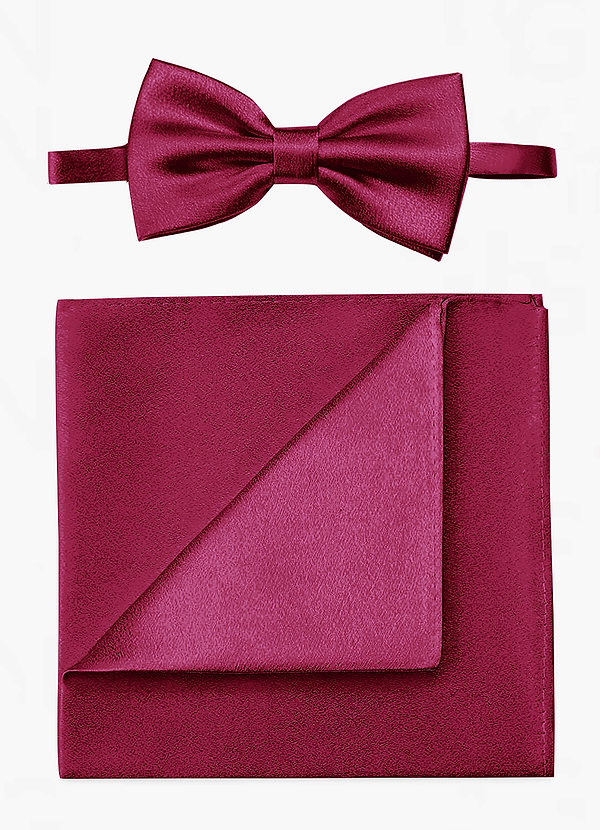 front Ensemble nœud papillon et pochette en satin métallisé