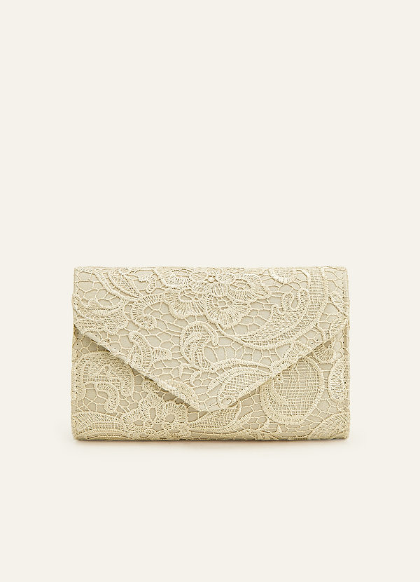 front Lace Embroidered Envelope Clutch Bag