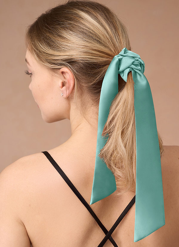 front Matching Color Stretch Satin Hair Scarf
