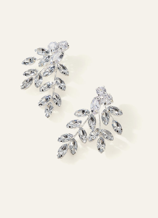 front Crystal Foliage Statement Earrings