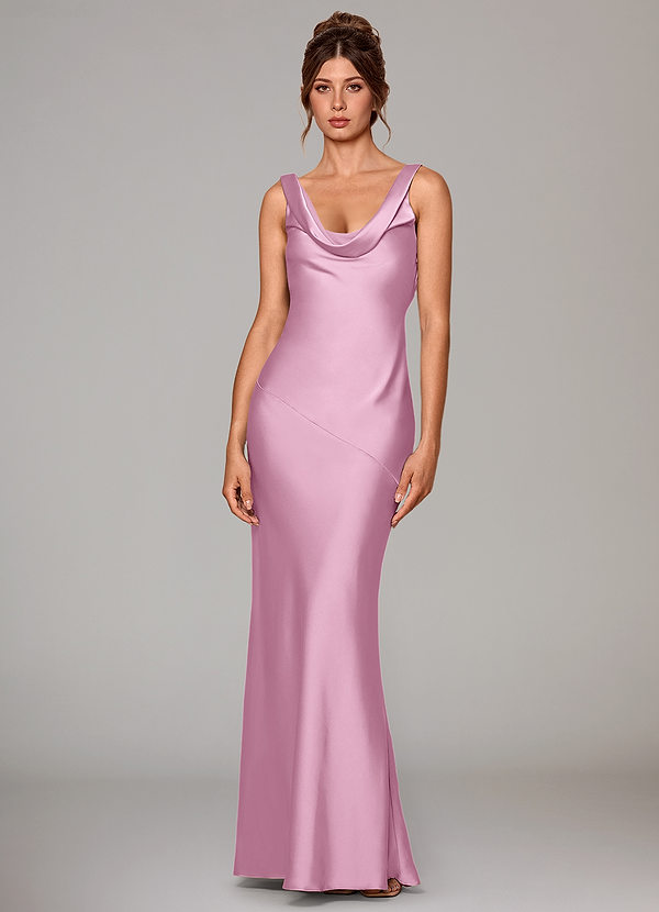Azazie Rylina Bridesmaid Dresses Candy Pink Mermaid Stretch Satin Dress image1