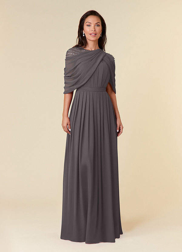Azazie Olena Mother of the Brides Dresses Steel Grey A-Line Sequins Chiffon Dress image1