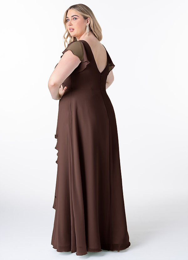 Azazie Omari Robes de demoiselle d'honneur Robe Trapèze en Mousseline de soie Ganache image1