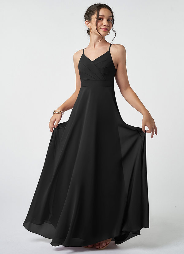 Azazie Avelina A-Line Pleated Chiffon Floor-Length Junior Bridesmaid Dress image1