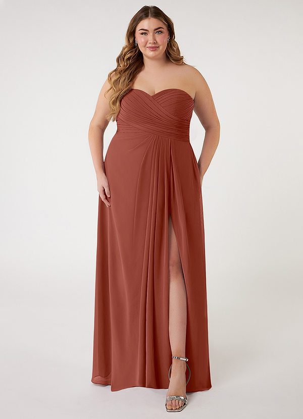 Azazie Arabella Allure Bridesmaid Dresses Auburn A-Line Sweetheart Neckline Chiffon Convertible Dress image1