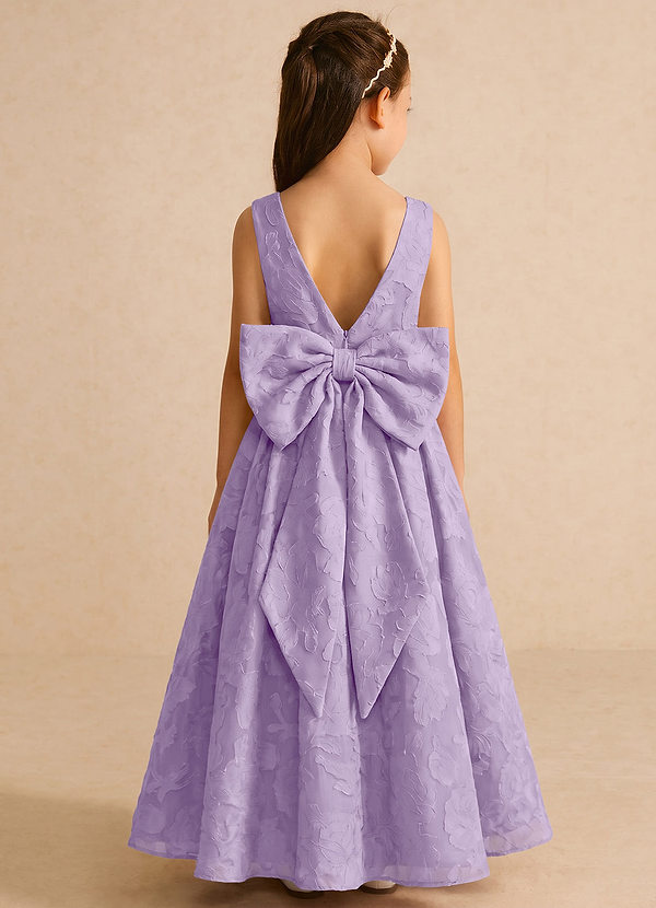Azazie Pipssy Flower Girl Dresses Lilac A-Line Pleated Floral Burnout Dress image1