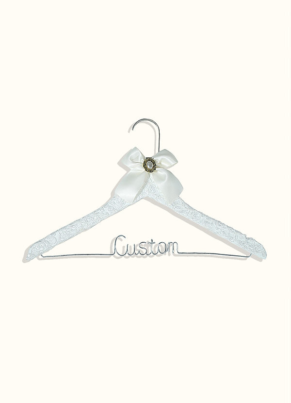 front Custom White Bow Wedding Hanger