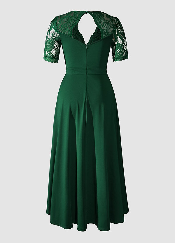 back Aptos Dark Emerald Lace High Low Dress