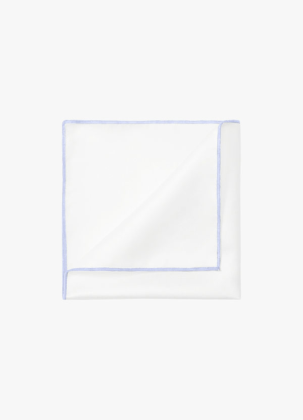 front Ivory Matte Satin Pocket Square with Colored Edge