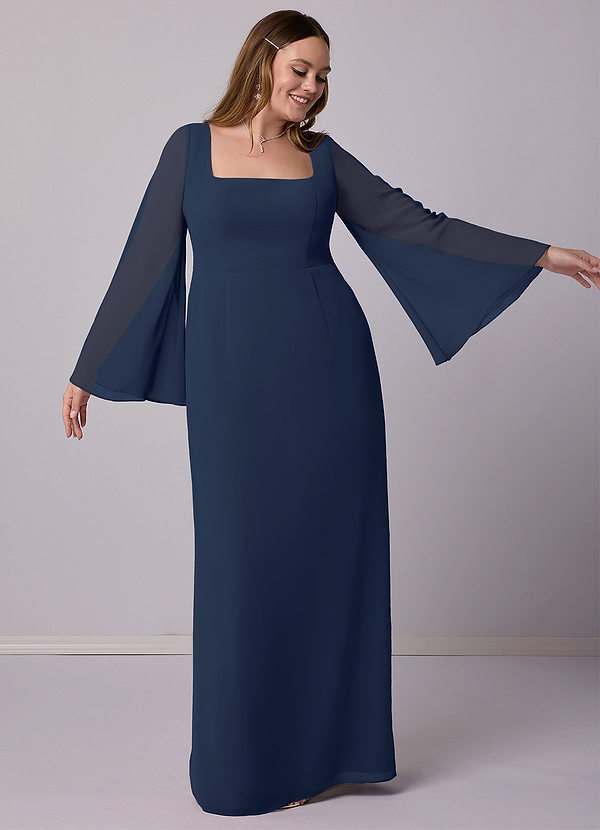 Barbie ♥ Azazie Bridesmaid Dresses Sheath Bow Chiffon Floor-Length Dress image1
