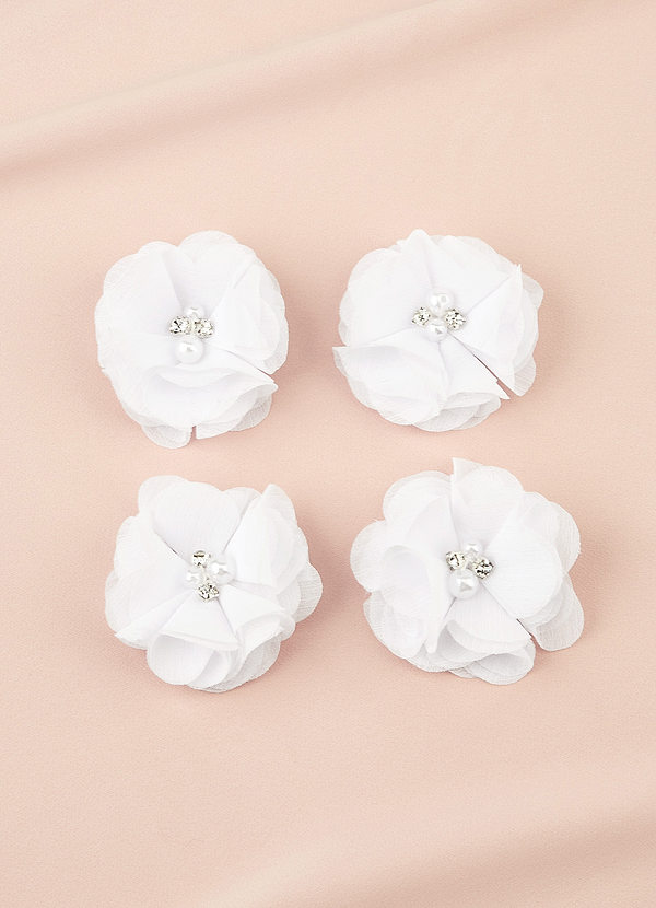 front Four-Piece White Flower Girl Hair Clip Set