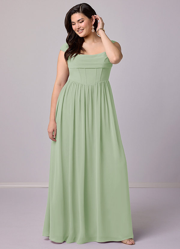 Barbie ♥ Azazie Bridesmaid Dresses A-Line Corset Chiffon Floor-Length Dress image1