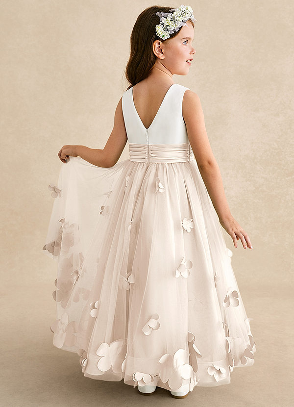 Azazie Vi Flower Girl Dresses White Alabaster A-Line Sleeveless Tulle Dress image1