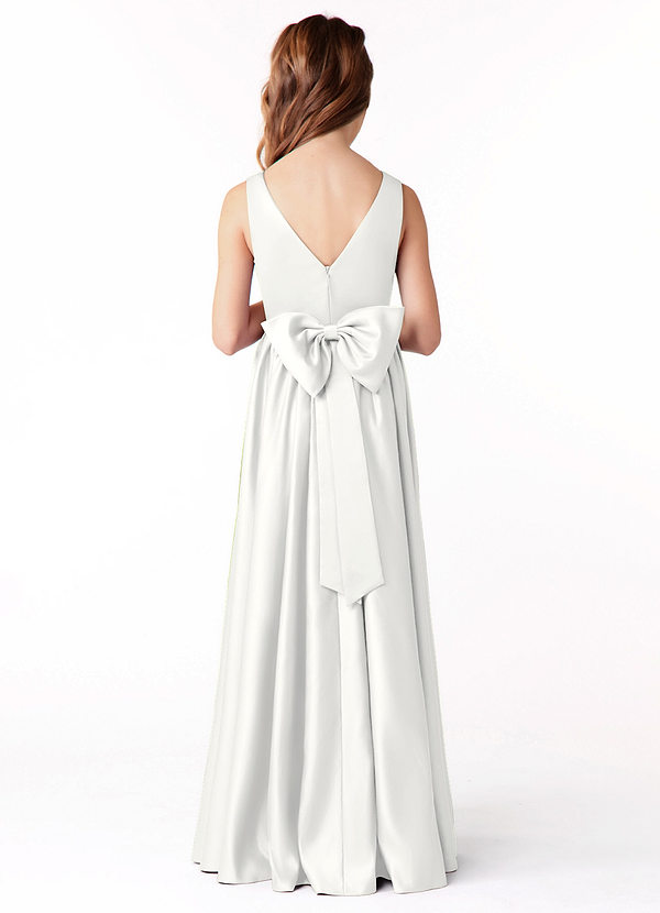 Hathaway Junior White A-Line Bow Stretch Satin Dress image1