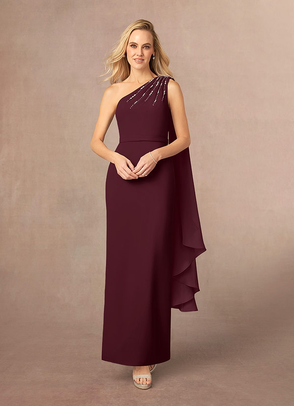 Azazie Gianna Vestidos de Madre de la Novia Vestido de Cabernet de Crepé elástico con Hombro unilateral image1