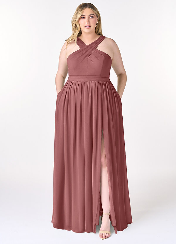 Azazie Elvira Bridesmaid Dresses Amethyst A-Line Pleated Chiffon Dress image1