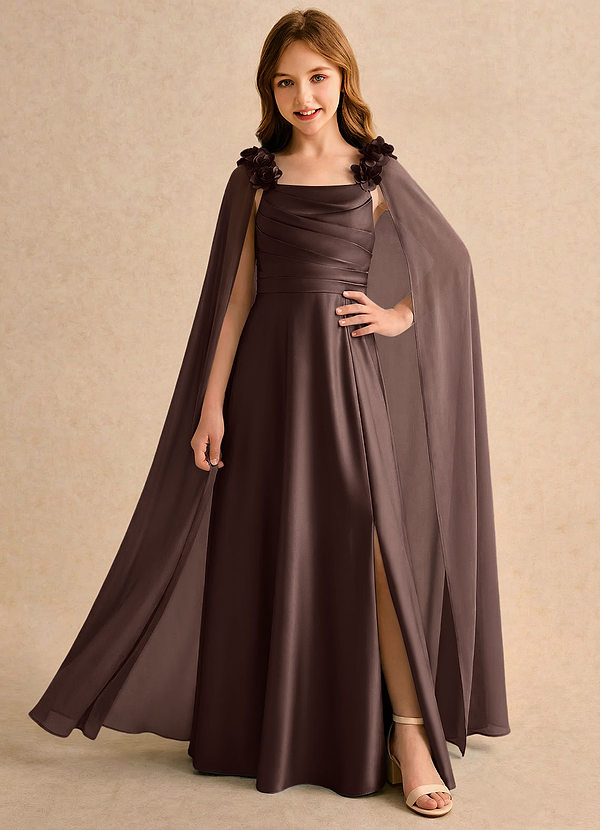 Azazie Rosita Girls Formal Klänningar för brudeflicka Klä A-Line i Stretch Satin Plisserad image1