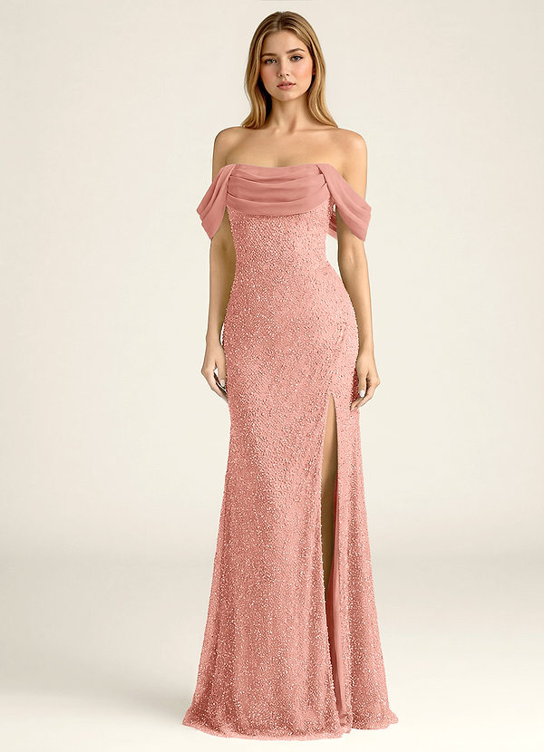 Elowencyn Rosa Rosa Abito da ballo in chiffon con perline e raso image1