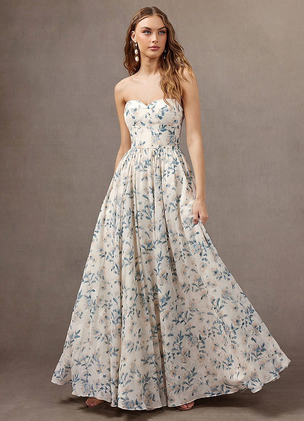 Vestido Flor De Color Verde Azulado Maxi Adrianne image1