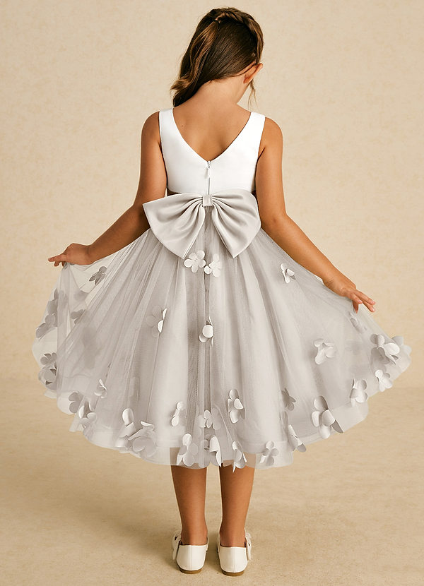Azazie Sprout Flower Girl Dresses Frost A-Line Bow Tulle Dress image1