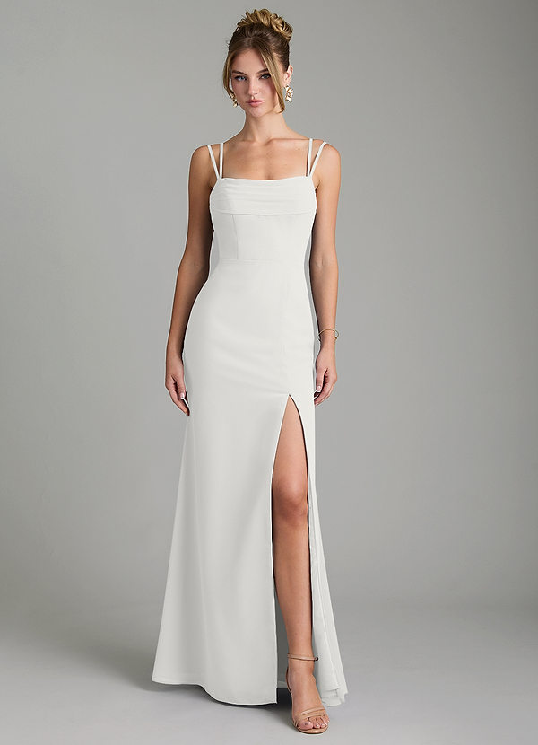 Azazie Egypt Abiti da Damigella Abito Tubino in Chiffon Scollo a Cuore Bianco image1