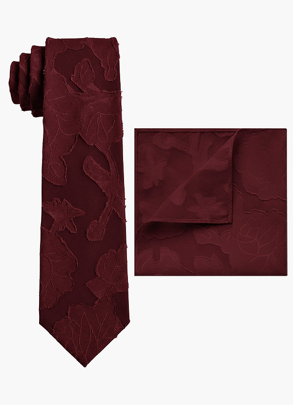 front Floral Burnout Wide Tie and Pocket Square Set