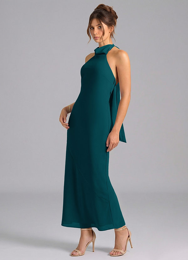 Azazie Velli Suknie dla druhen Syrena Wysoka Kołnierz Szyfon Długość kostki Sukienka image1