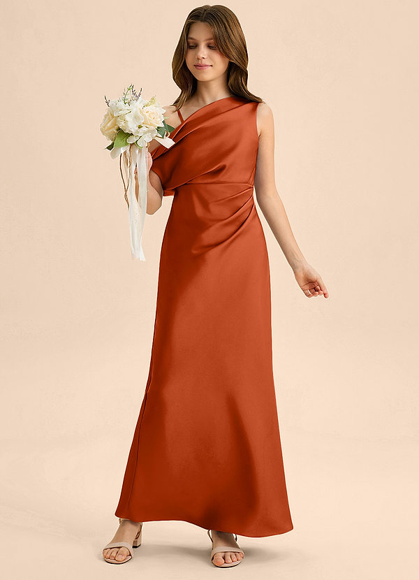 Azazie Emerson Junior Vestido de Pimenton de Satén Elástico de Corte Recto con Vestidos sin tirantes image1