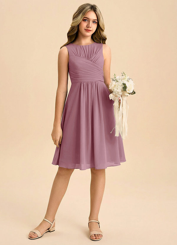 Azazie Skyla Junior Klä av A-Line i Chiffong Plisserad image1