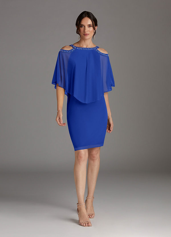 Azazie Junibee Mother of the Brides Dresses Royal Blue Sheath Sequins Mesh Dress image1
