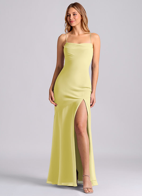 Azazie Grata Bridesmaid Dresses Lemon Sorbet Mermaid Pleated Chiffon Dress image1