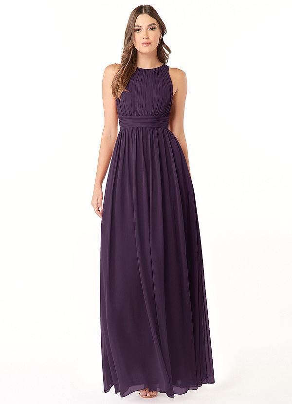 Azazie Luz Bridesmaid Dresses Plum A-Line Lace Chiffon Dress image1