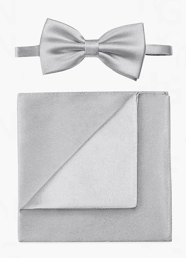 front Metallic Satin Bow Tie and Pocket Square Set