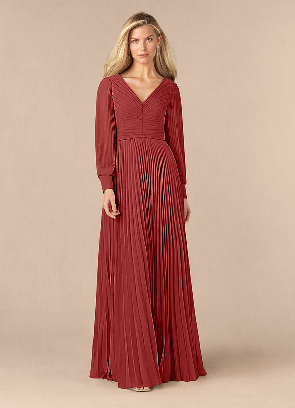 Azazie Zina Mother of the Brides Dresses Rust A-Line Pleated Chiffon Dress image1