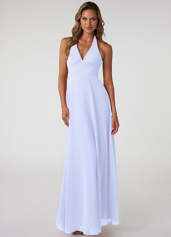 Azazie Tessie Bridesmaid Dresses Lavender A-Line V-Neck Pleated Chiffon Dress image1