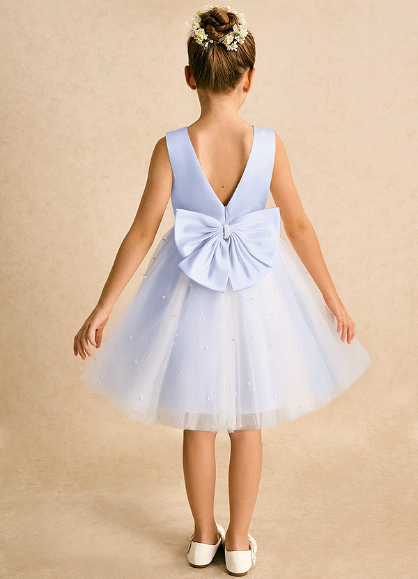 Azazie Esme Vestidos de Niña de Flores Vestido de Lavanda de Tul de Corte Princesa con Lazo image1