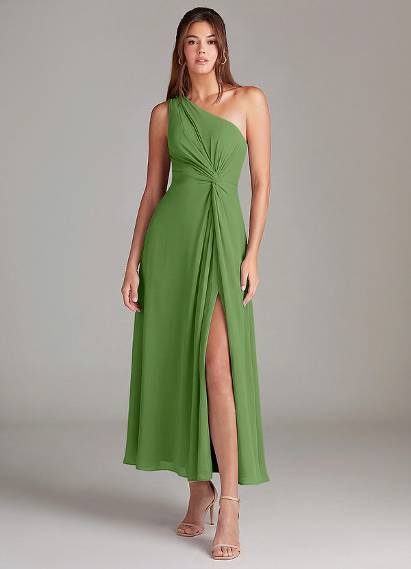 Azazie Brooke Bridesmaid Dresses Basil A-Line One Shoulder Chiffon Dress image1
