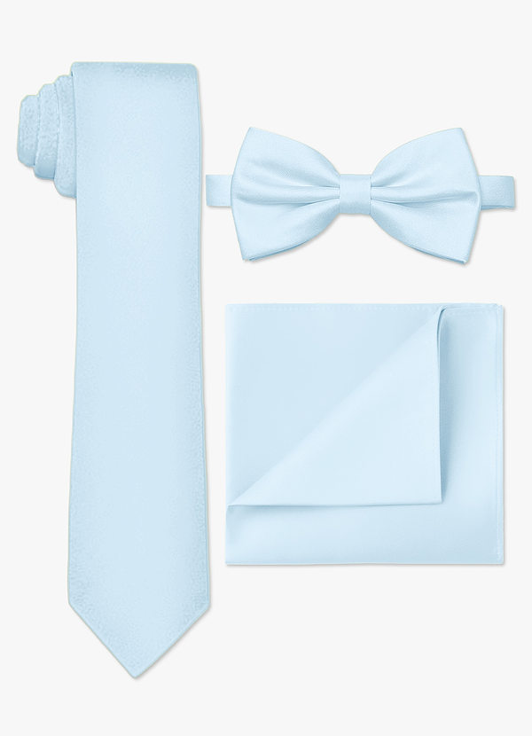 front Matte Satin Skinny Tie & Bow Tie & Pocket Square Set