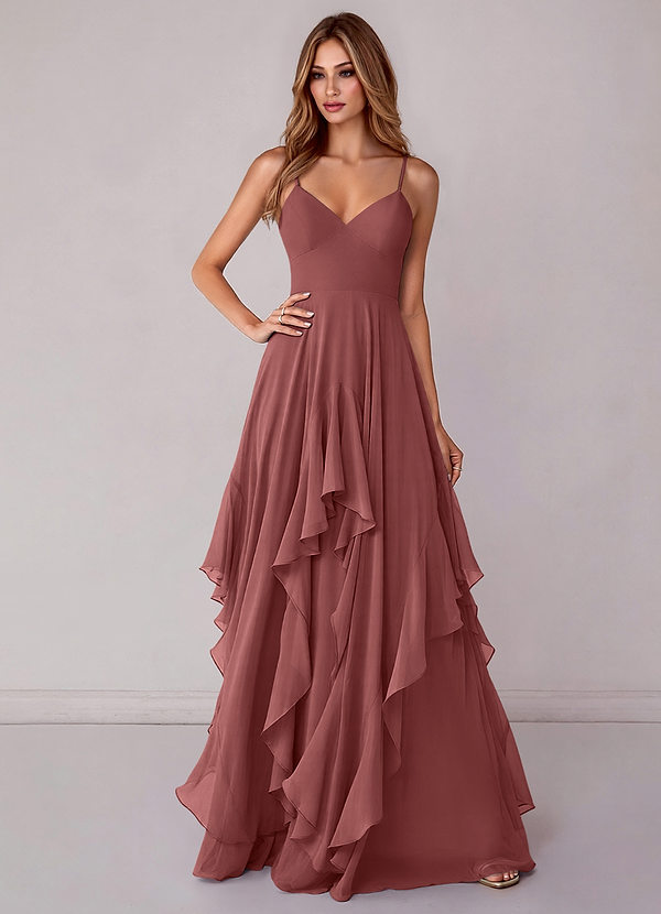Azazie Zaina Bridesmaid Dresses Amethyst A-Line Chiffon Dress image1