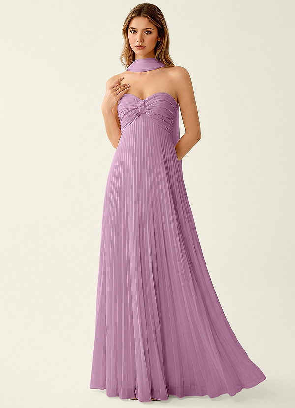 Clementine Blauweregen Chiffon A-lijn galajurk met 3D-bloemen image1