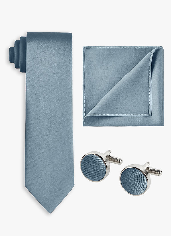 front Matching Color 3-Piece Stretch Satin Wide Tie Set