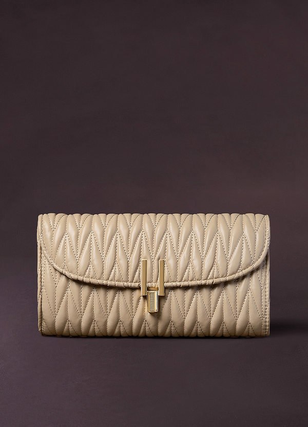 front Delicate Quilted And Embossed Clutch Bag