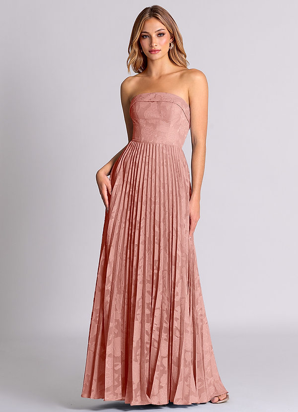 Azazie Mariana Bridesmaid Dresses Rosette A-Line Strapless Floral Burnout Convertible Dress image1