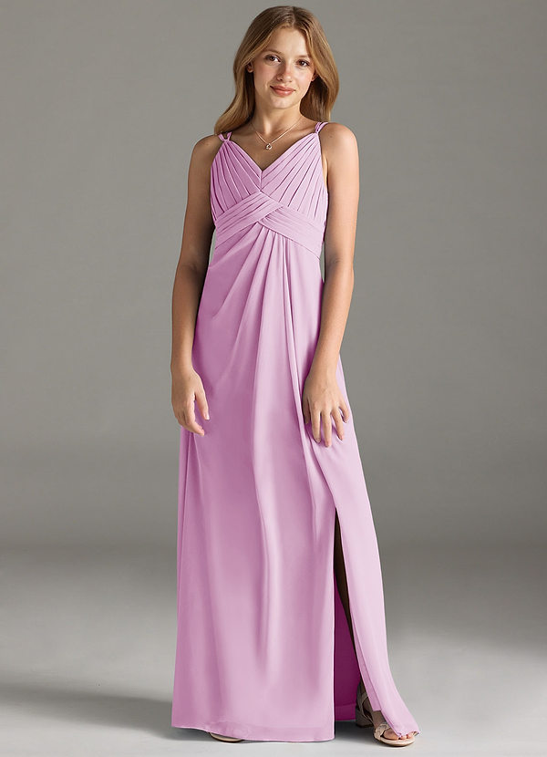 Azazie Maren Allure Junior Abito A-Line in Chiffon Pizzo Rosa Confetto image1